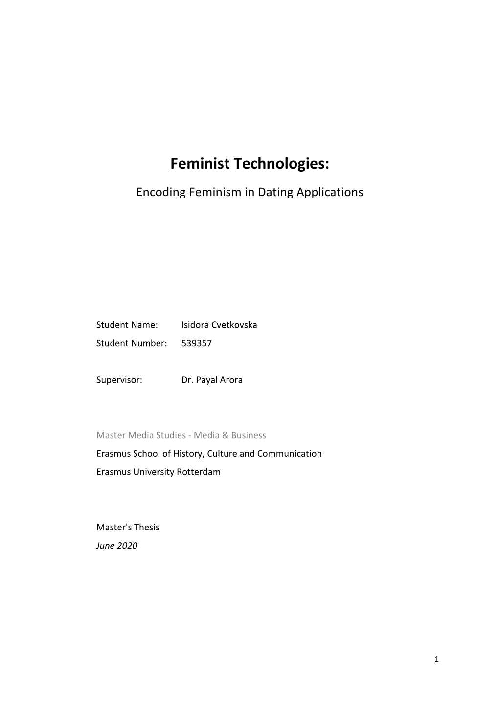 Feminist Technologies: Encoding Feminism in Dating Applications