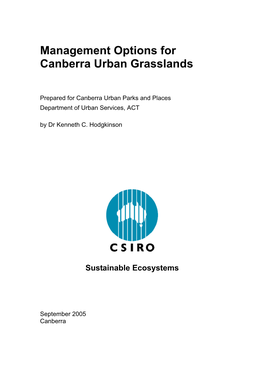 Management Options for Canberra Urban Grasslands