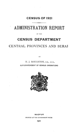 Administration Report of the Census Department,Central Provinces & Berar