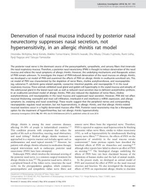 Denervation of Nasal Mucosa Induced by Posterior Nasal Neurectomy