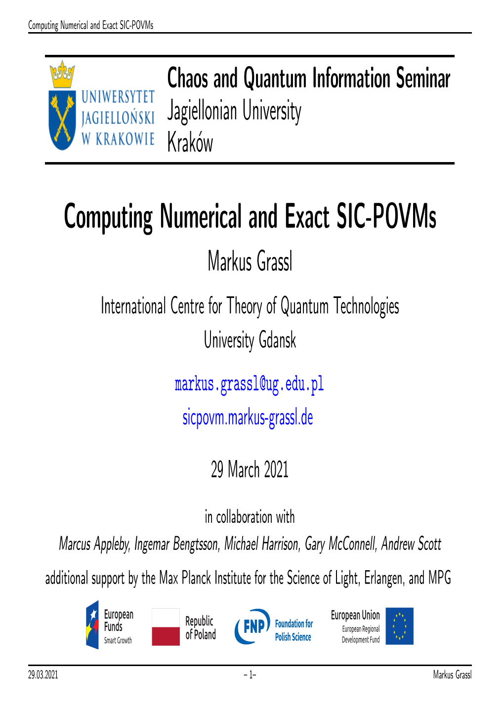 Computing Numerical and Exact SIC-Povms