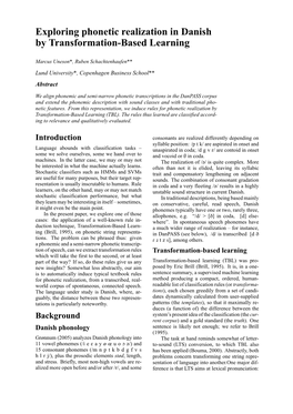 Exploring Phonetic Realization in Danish by Transformation-Based Learning