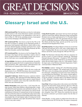 Glossary: Israel and the US