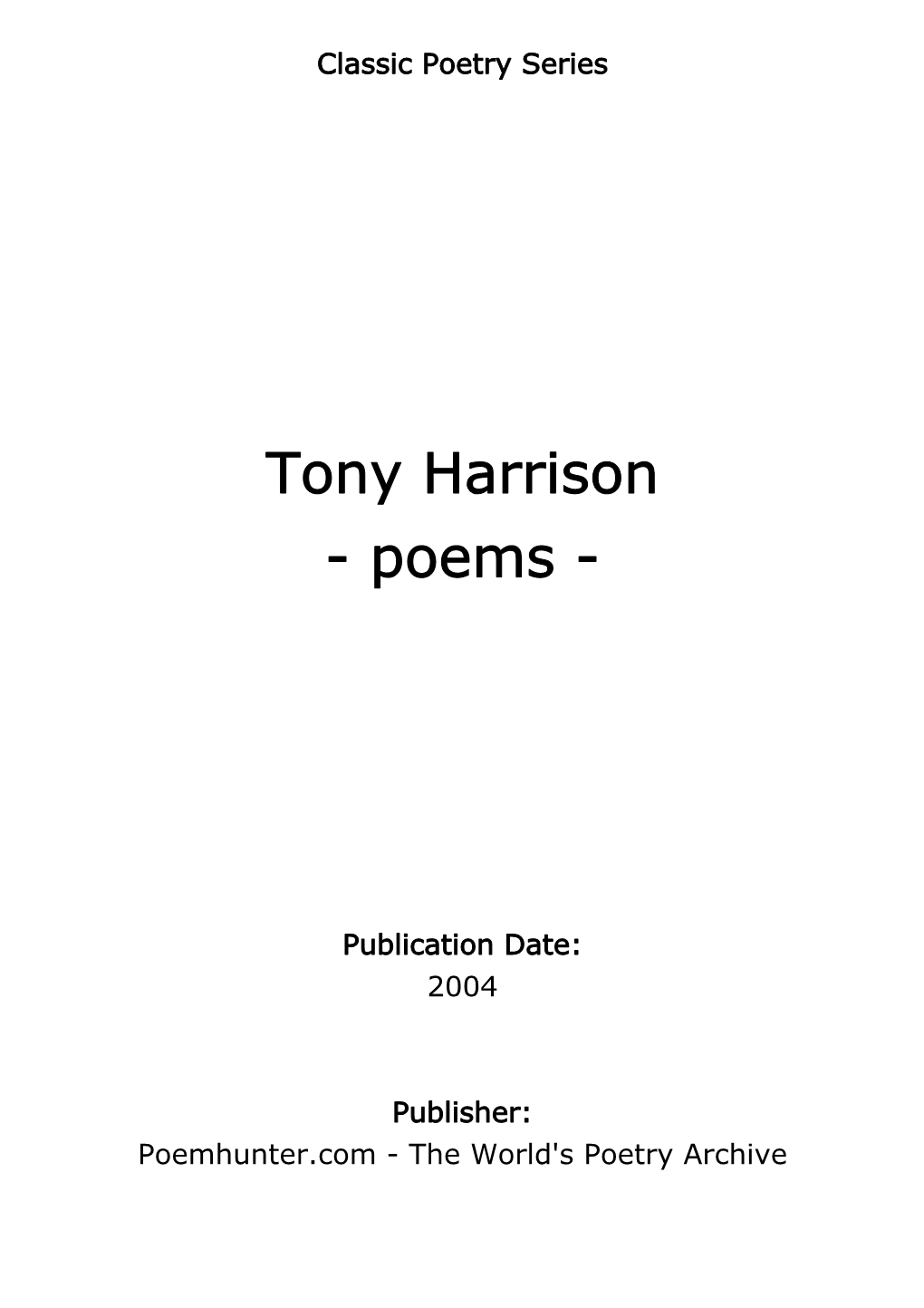 Tony Harrison - Poems