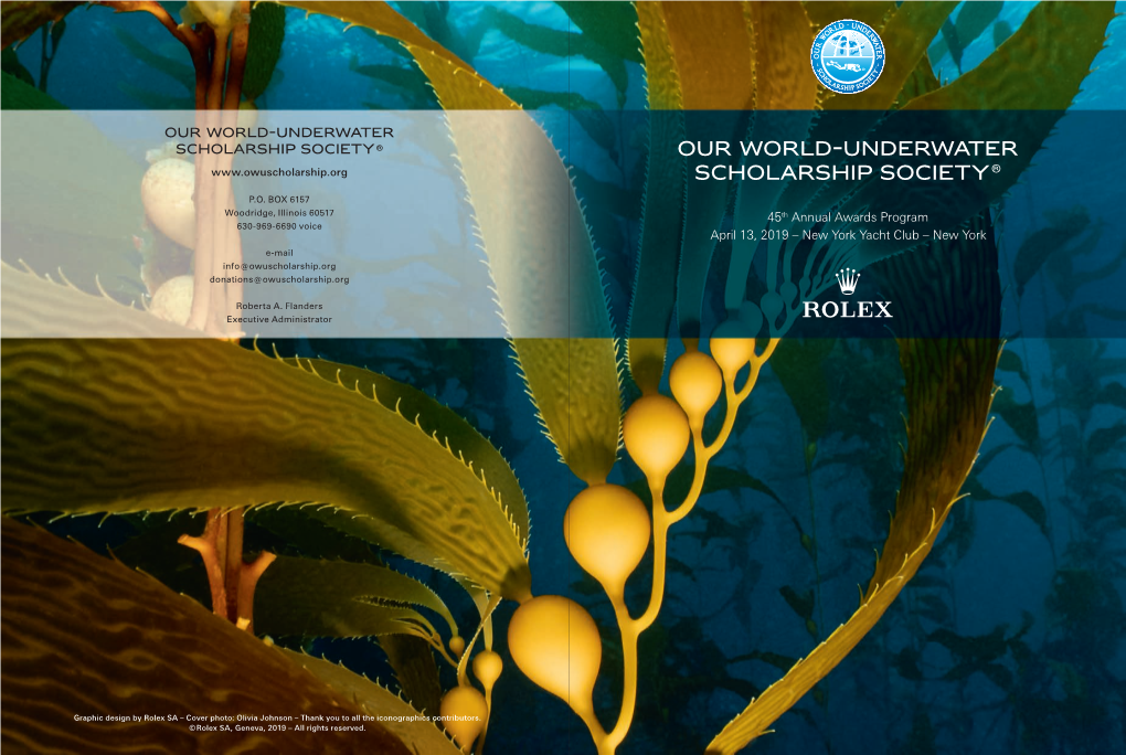 Underwater Scholarship Society ® Our World-Underwater Scholarship Society ®