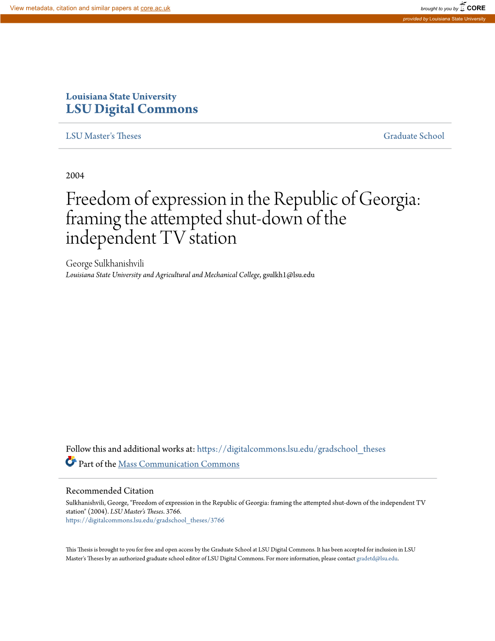 Framing the Attempted Shut-Down of the Independent TV Station