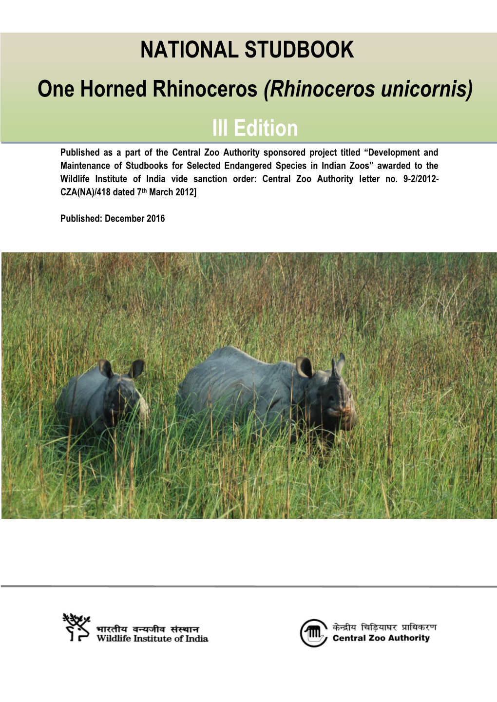 NATIONAL STUDBOOK One Horned Rhinoceros