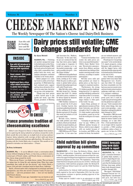 Dairy Prices Still Volatile; CME to Change Standards for Butter