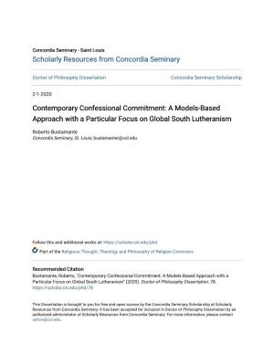 Contemporary Confessional Commitment: a Models-Based Approach with a Particular Focus on Global South Lutheranism