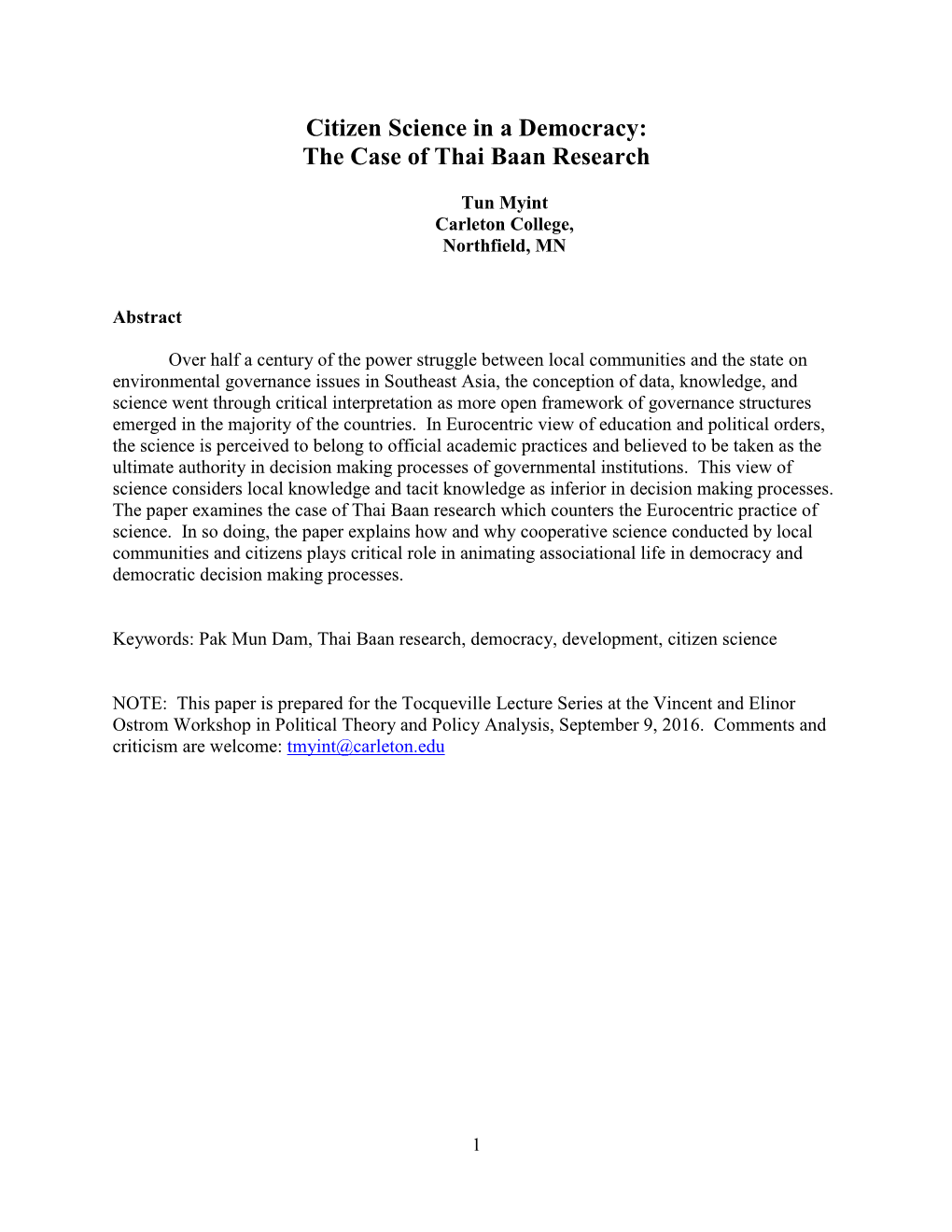 The Case of Thai Baan Research