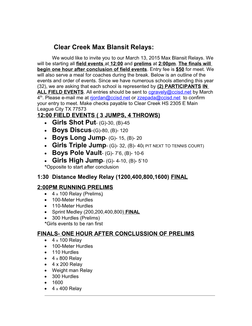 Clear Creek Booster Relays