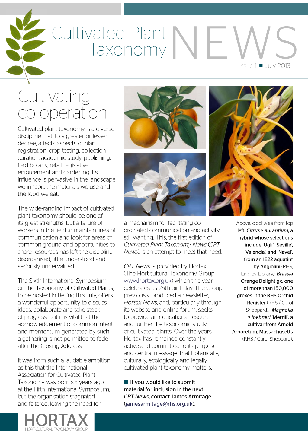 Cultivating Co‑Operation HORTAX Cultivated Plant Taxonomy