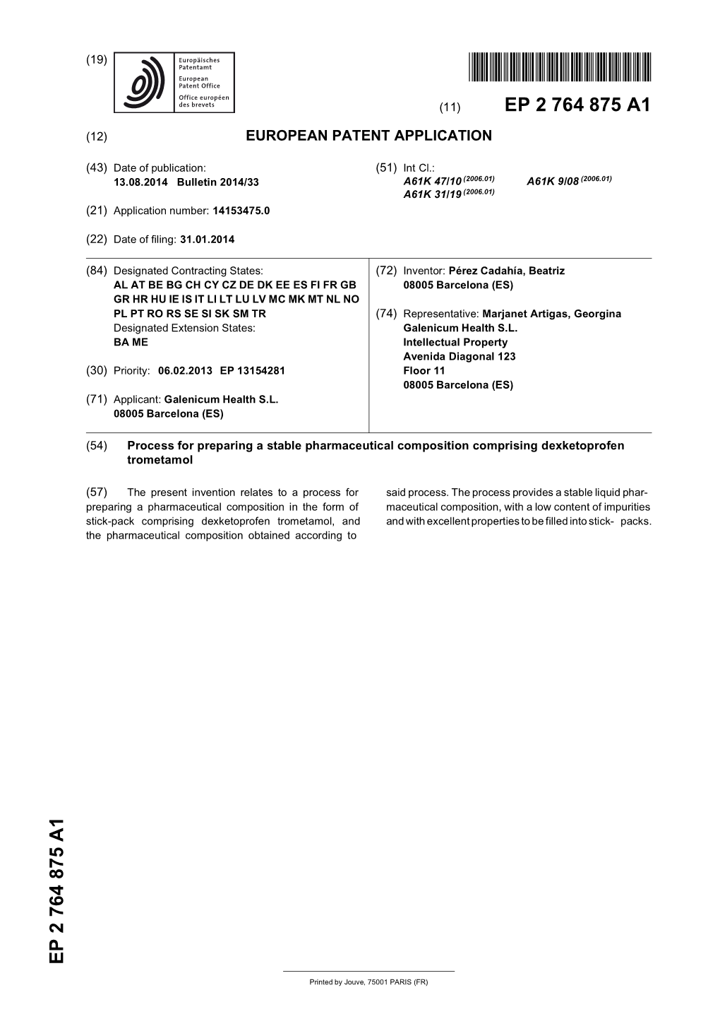 Process for Preparing a Stable Pharmaceutical Composition Comprising Dexketoprofen Trometamol