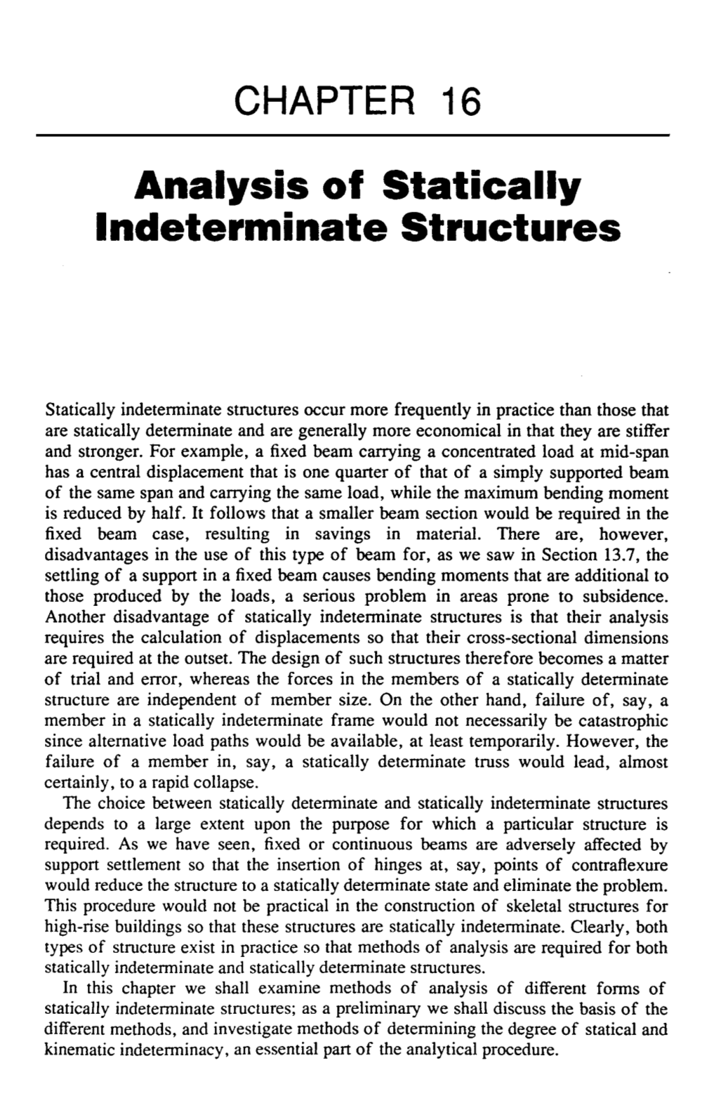 Analysis of Statically Indeterminate Structures