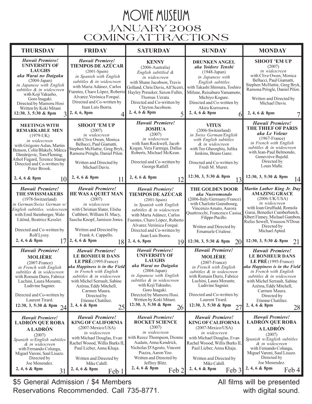 Download January 2008 Movie Schedule