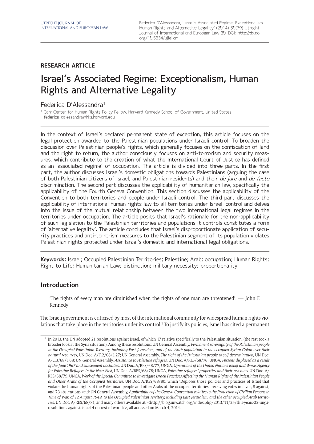 Israel's Associated Regime: Exceptionalism, Human Rights And