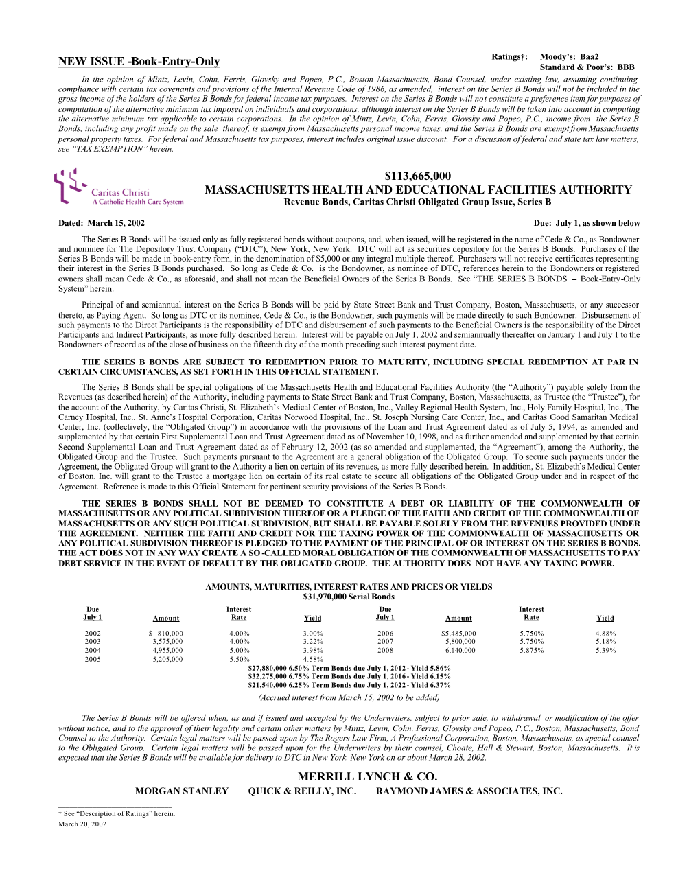 Caritas Christi Obligated Group Issue, Series B