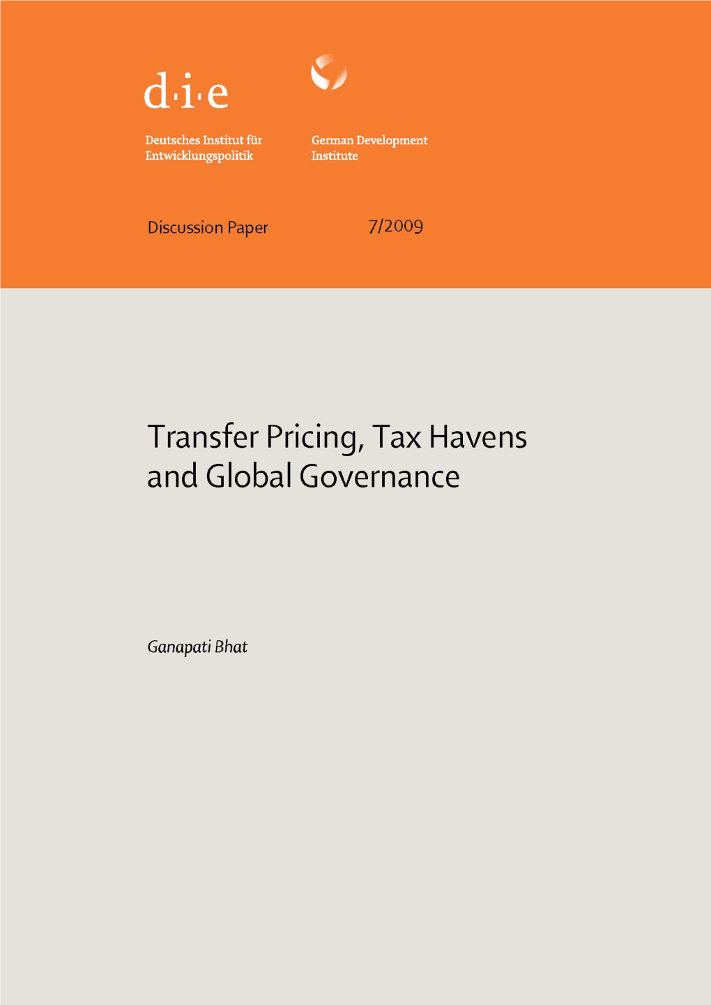 Transfer Pricing, Tax Havens and Global Governance