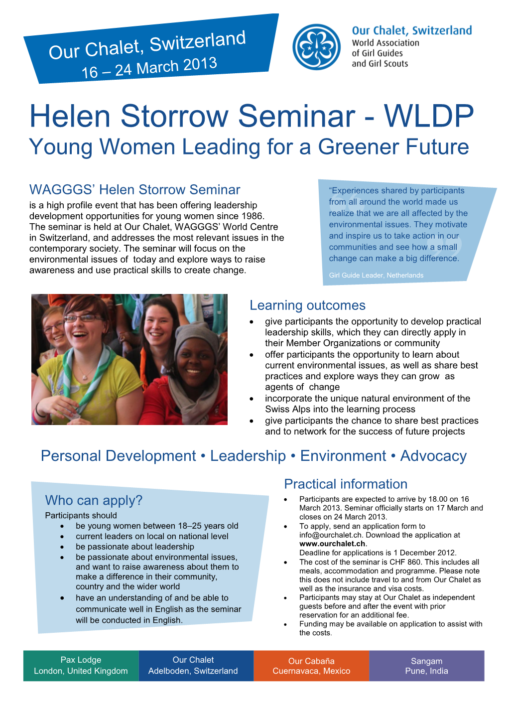 Helen Storrow Seminar - WLDP Young Women Leading for a Greener Future