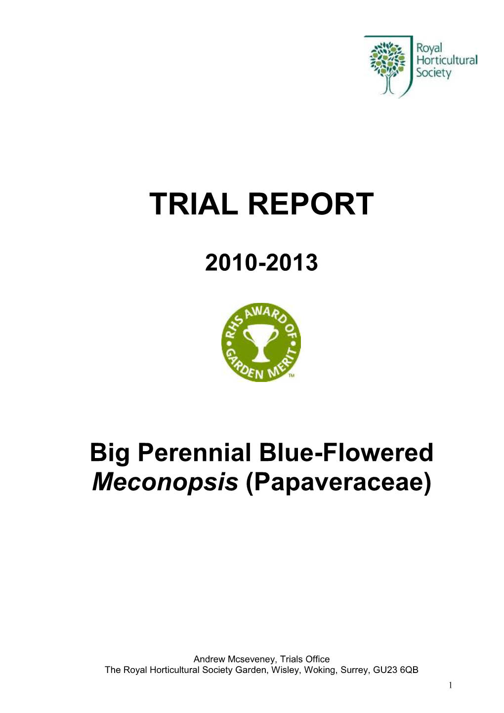 RHS Meconopsis Trial Report