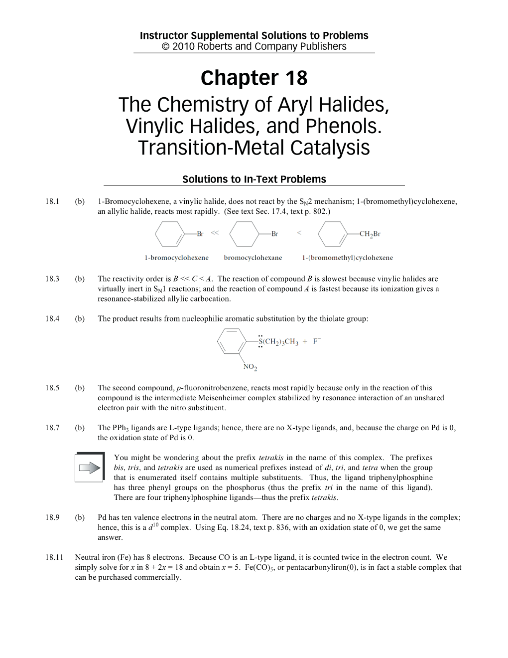 Chapter 18 the Chemistry of Aryl Halides, Vinylic Halides, and Phenols