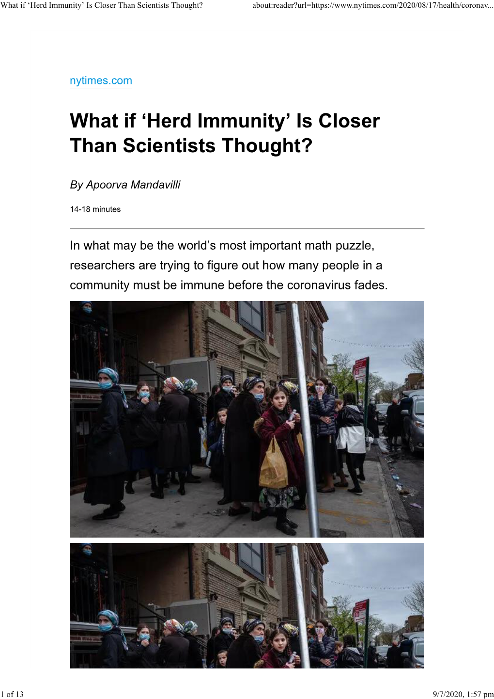 Herd Immunity’ Is Closer Than Scientists Thought? About:Reader?Url=