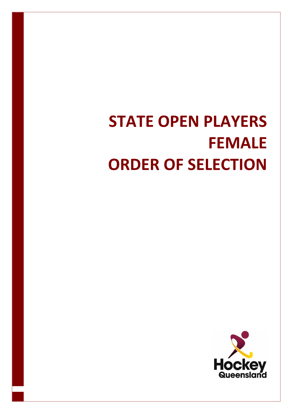 State Open Players Female Order of Selection