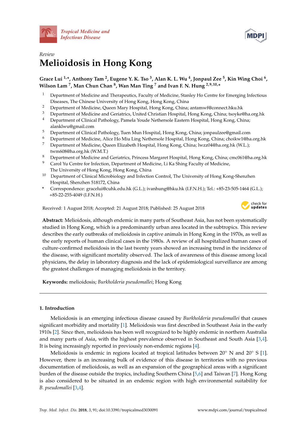 Melioidosis in Hong Kong