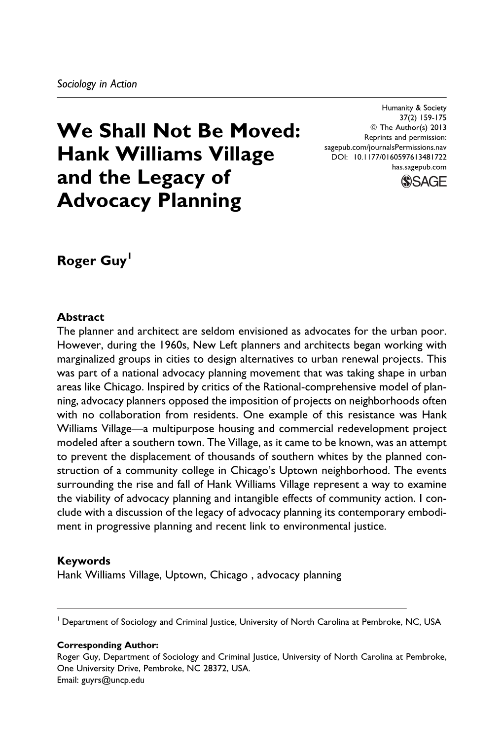 Hank Williams Village and the Legacy of Advocacy Planning