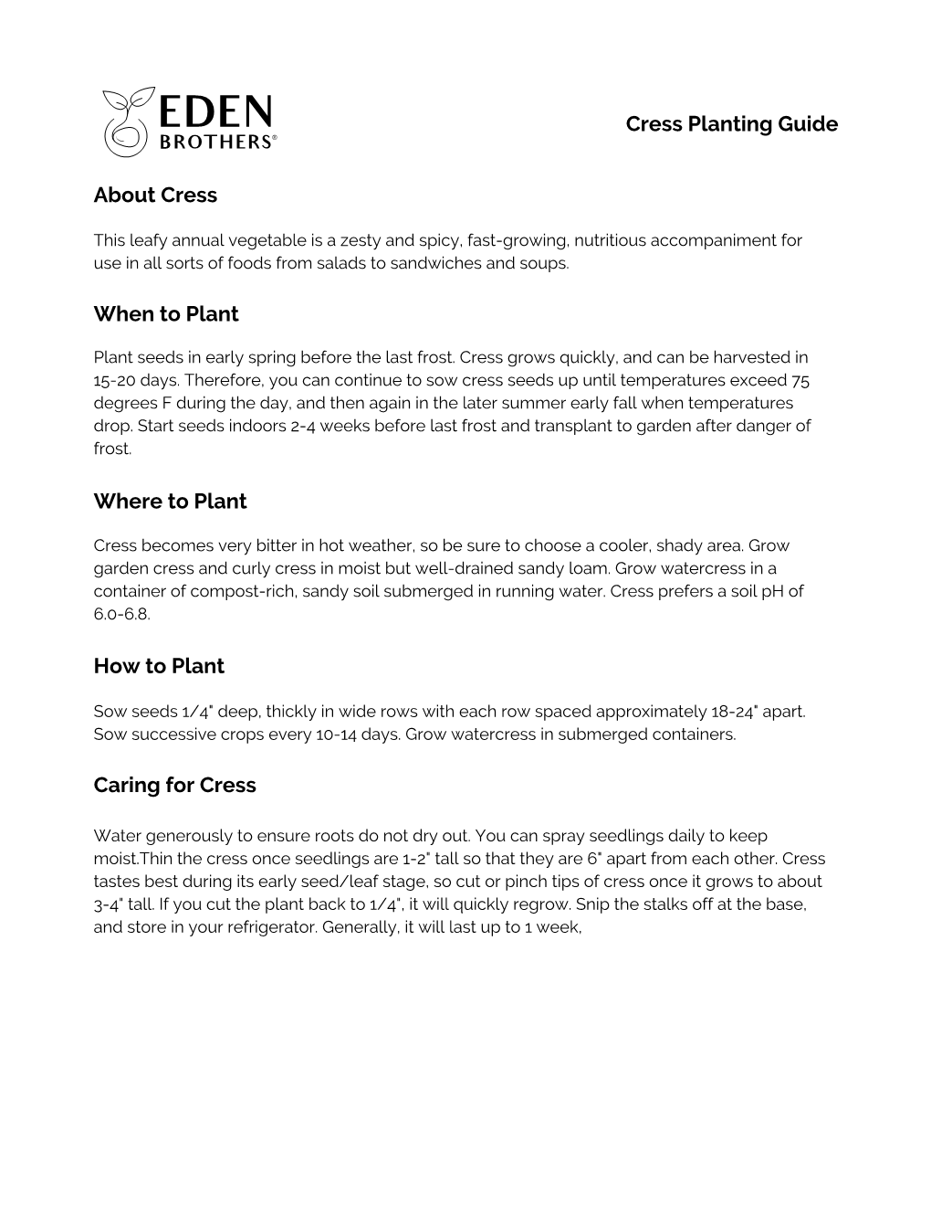 Cress Planting Guide