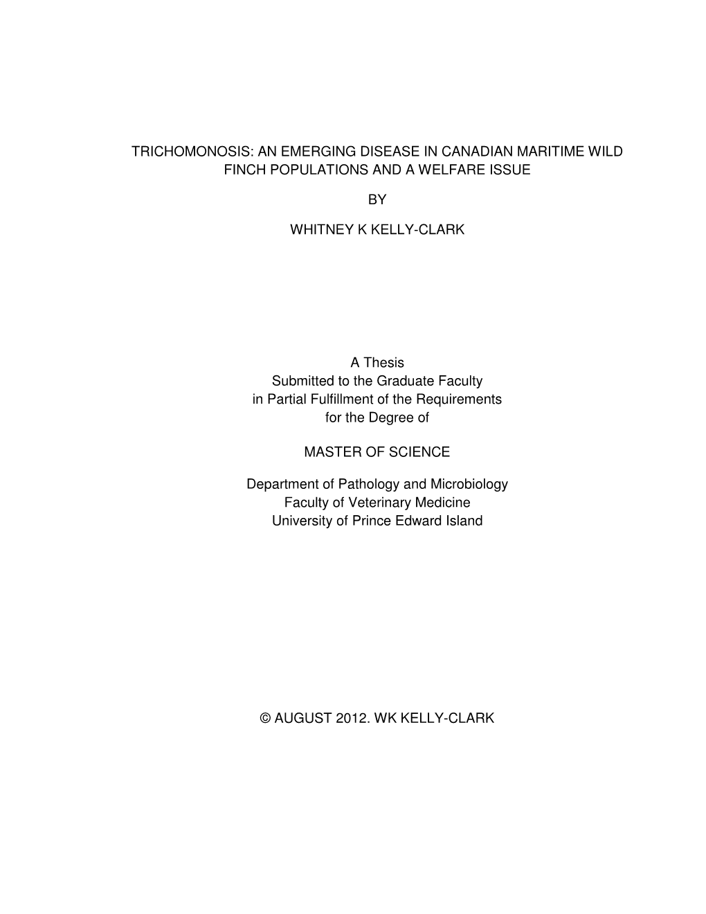 Trichomonosis: an Emerging Disease in Canadian Maritime Wild Finch Populations and a Welfare Issue