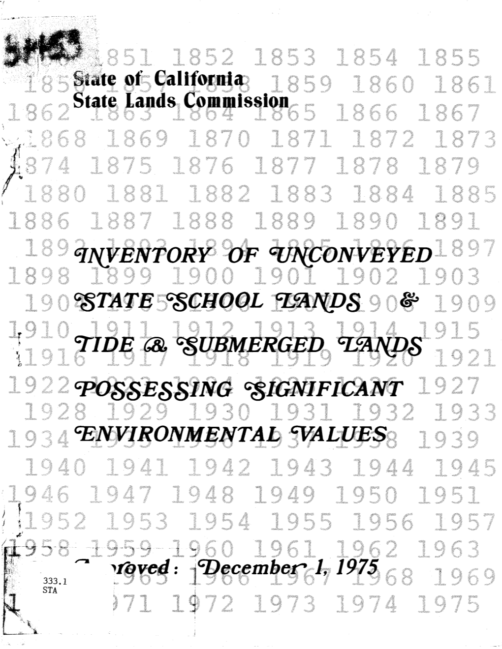 Inventory of Unconveyed State School Lands and Tide and Submerged