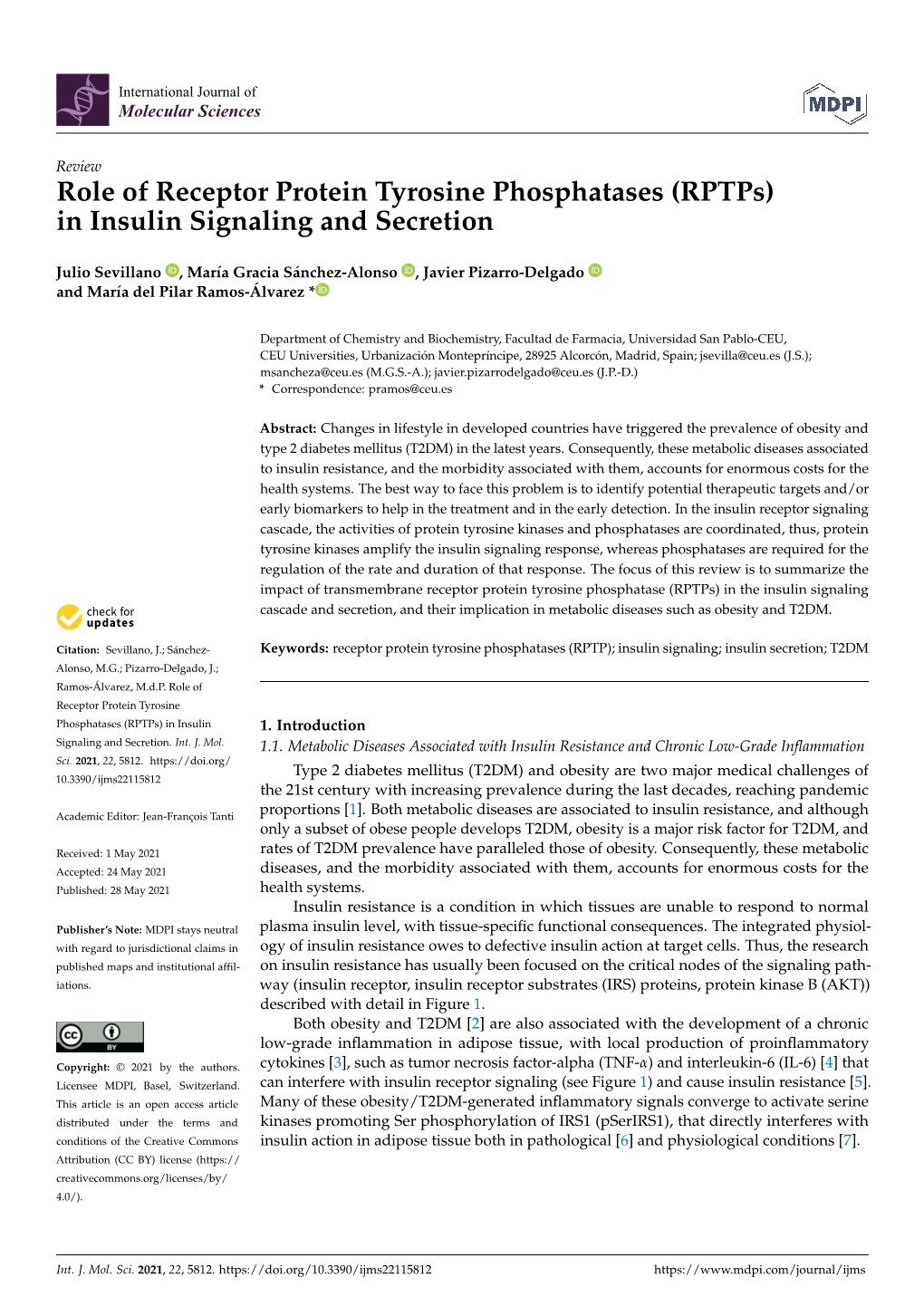 Role of Receptor Protein Tyrosine Phosphatases (Rptps) in Insulin Signaling and Secretion