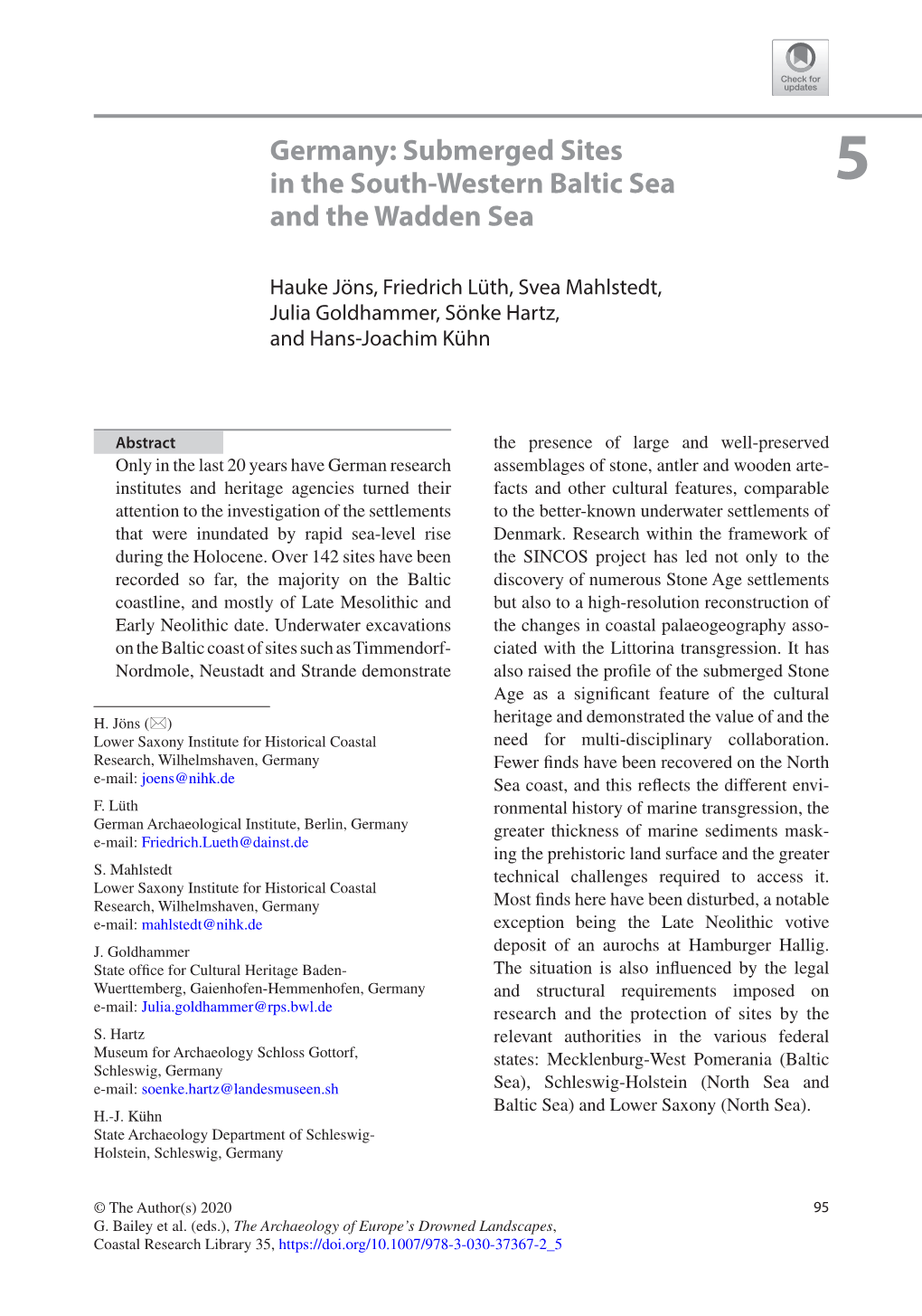 Germany: Submerged Sites in the South-Western Baltic Sea and the Wadden Sea 97