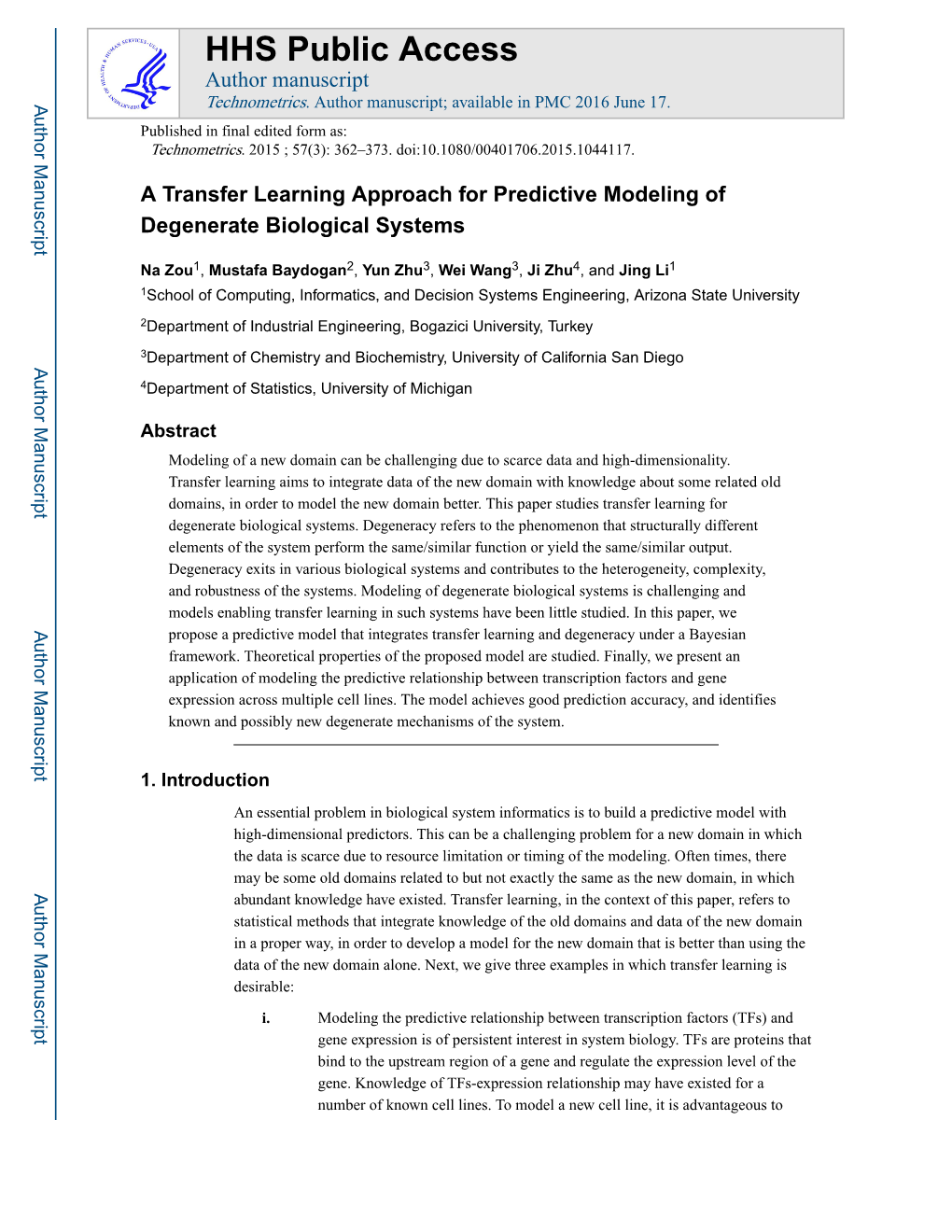 A Transfer Learning Approach for Predictive Modeling of Degenerate Biological Systems