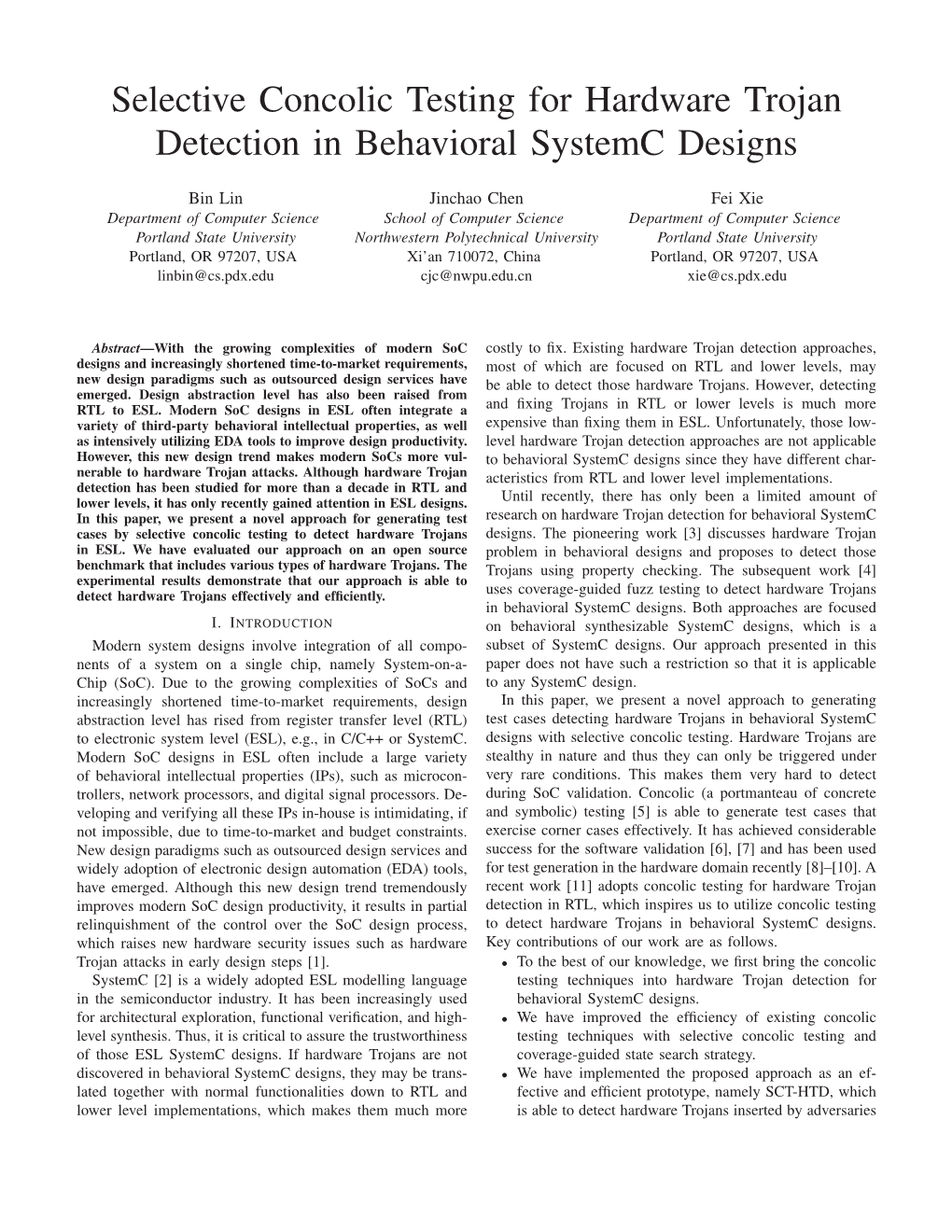 Selective Concolic Testing for Hardware Trojan Detection in Behavioral Systemc Designs