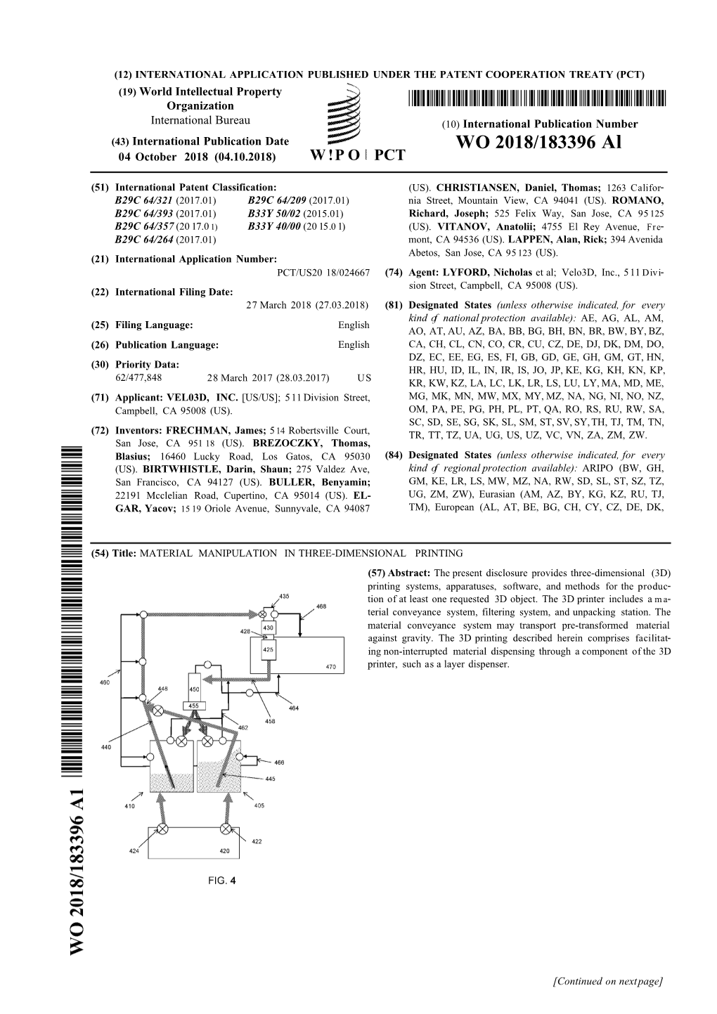 WO 2018/183396 Al 04 October 2018 (04.10.2018) W !P O PCT