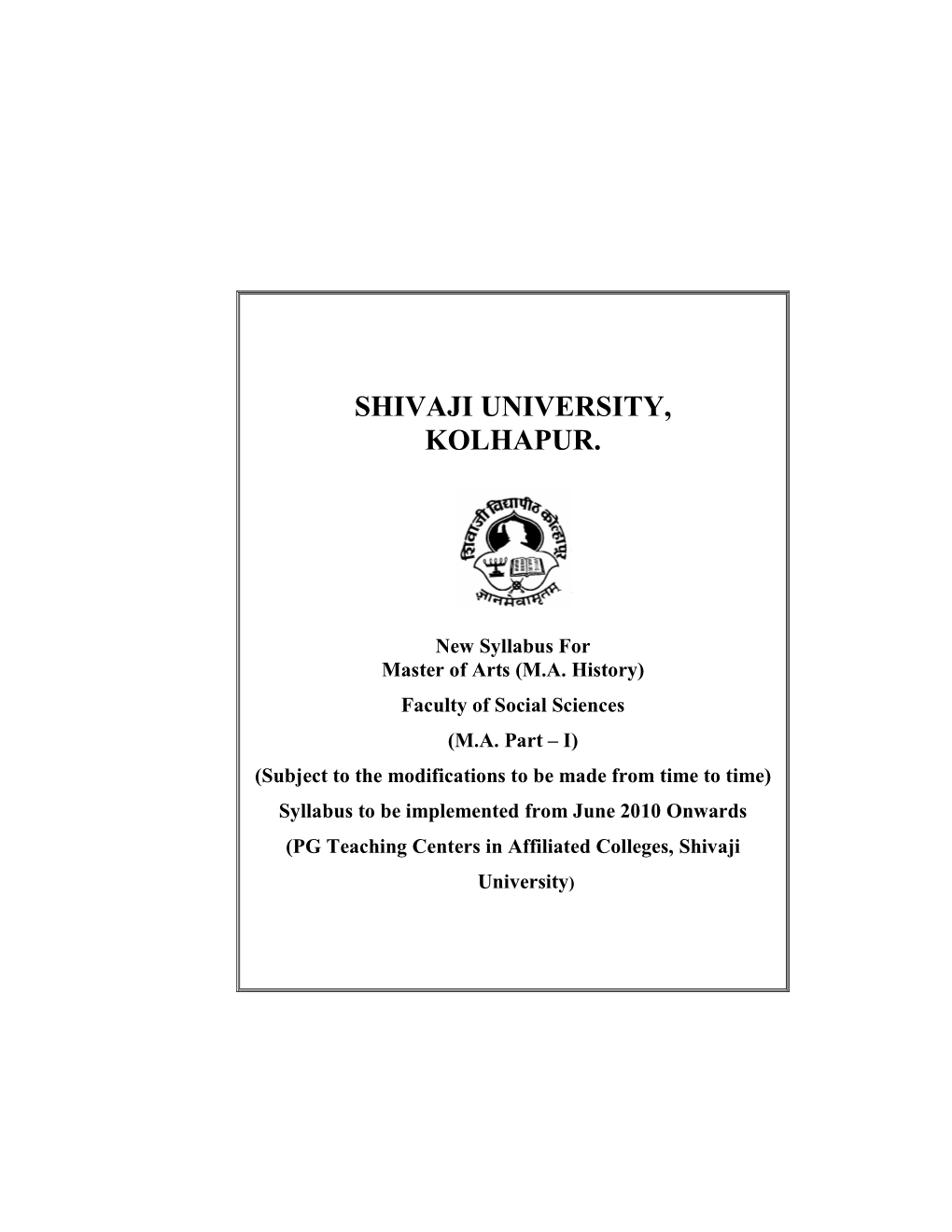 M.A.- I History Syllabus- 2010-11.Pdf