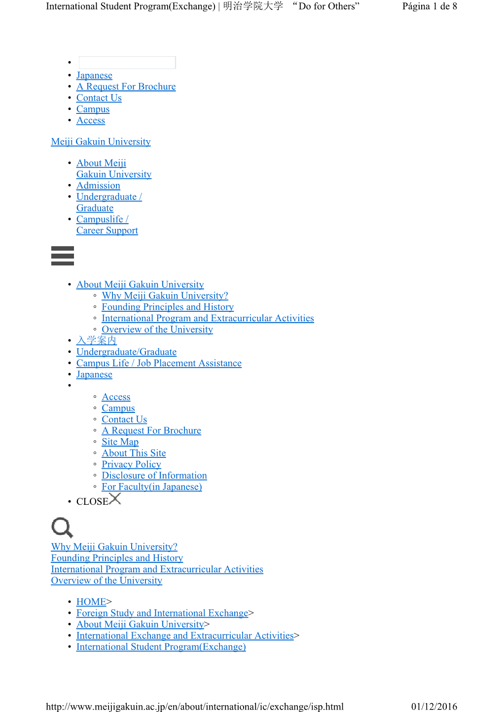 • Japanese • a Request for Brochure • Contact Us • Campus • Access • Meiji Gakuin University About Meiji Gakuin Univ