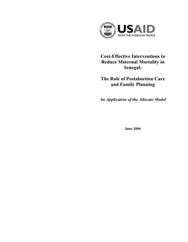 Cost-Effective Interventions to Reduce Maternal Mortality in Senegal: the Role of Postabortion Care and Family Planning
