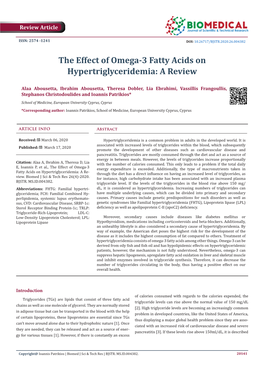 The Effect of Omega-3 Fatty Acids on Hypertriglyceridemia: a Review