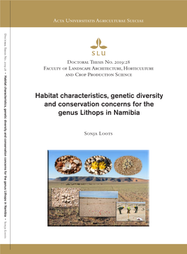 Habitat Characteristics, Genetic Diversity and Conservation Concerns for the Genus Lithops in Namibia •