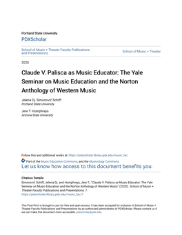 The Yale Seminar on Music Education and the Norton Anthology of Western Music