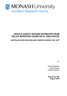 Vehicle Safety Ratings Estimated from Police Reported Crash Data: 2009 Update