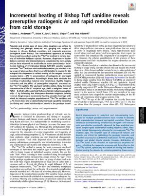 Incremental Heating of Bishop Tuff Sanidine Reveals Preeruptive Radiogenic Ar and Rapid Remobilization from Cold Storage