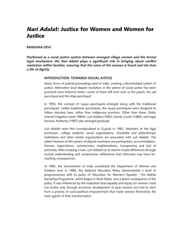 Nari Adalat: Justice for Women and Women for Justice
