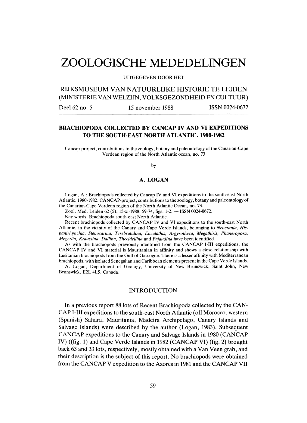 Zoologische Mededelingen