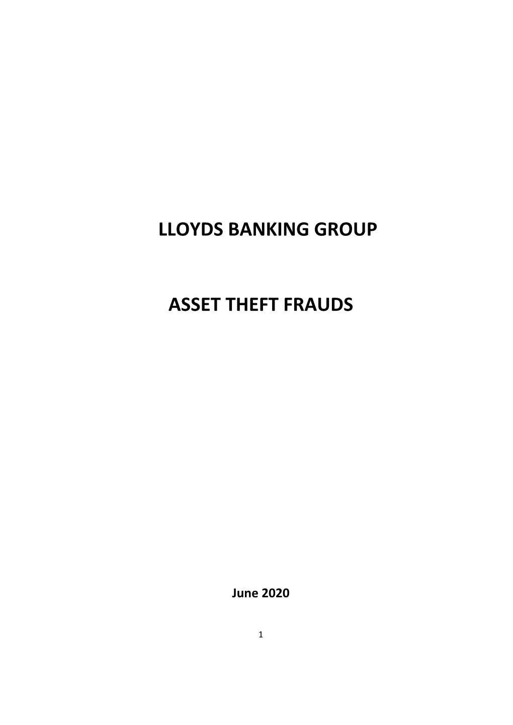 Lloyds Banking Group Asset Theft Frauds