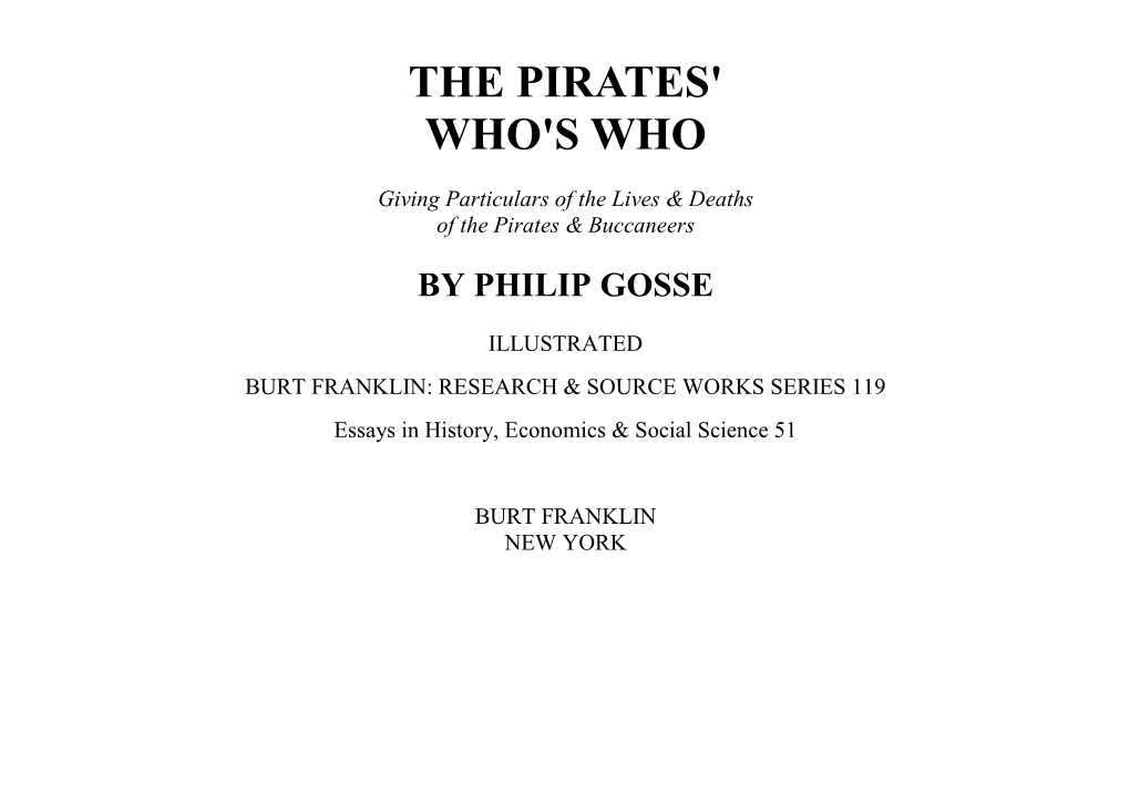 The Project Gutenberg Ebook of the Pirates' Who's Who, by Philip Gosse