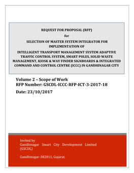 Volume 2 – Scope of Work RFP Number: GSCDL-ICCC-RFP-ICT-3-2017-18 Date: 23/10/2017